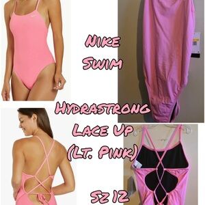 Nike Light Pink Lace-Up Hydrastrong One-Piece Swimsuit